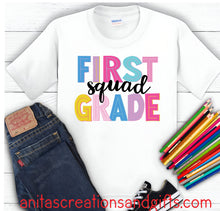 Load image into Gallery viewer, School SQUAD Shirts - personalize with your grade level Kindergarten to 4th grade