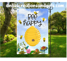 Load image into Gallery viewer, Bee Happy or busy bees Garden Flag
