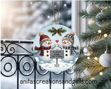Load image into Gallery viewer, Personalize Snowman Couple Ornament