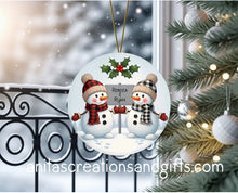 Load image into Gallery viewer, Personalize Snowman Couple Ornament