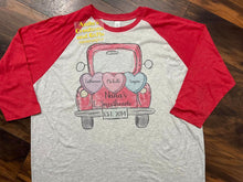 Load image into Gallery viewer, Valentine Truck Design - 3/4 sleeve Unisex Shirt