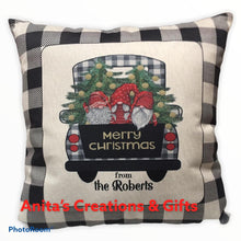 Load image into Gallery viewer, Pillow Cover - Merry Christmas Gnomes with personalized name