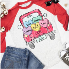 Load image into Gallery viewer, Valentine Truck Design - 3/4 sleeve Unisex Shirt