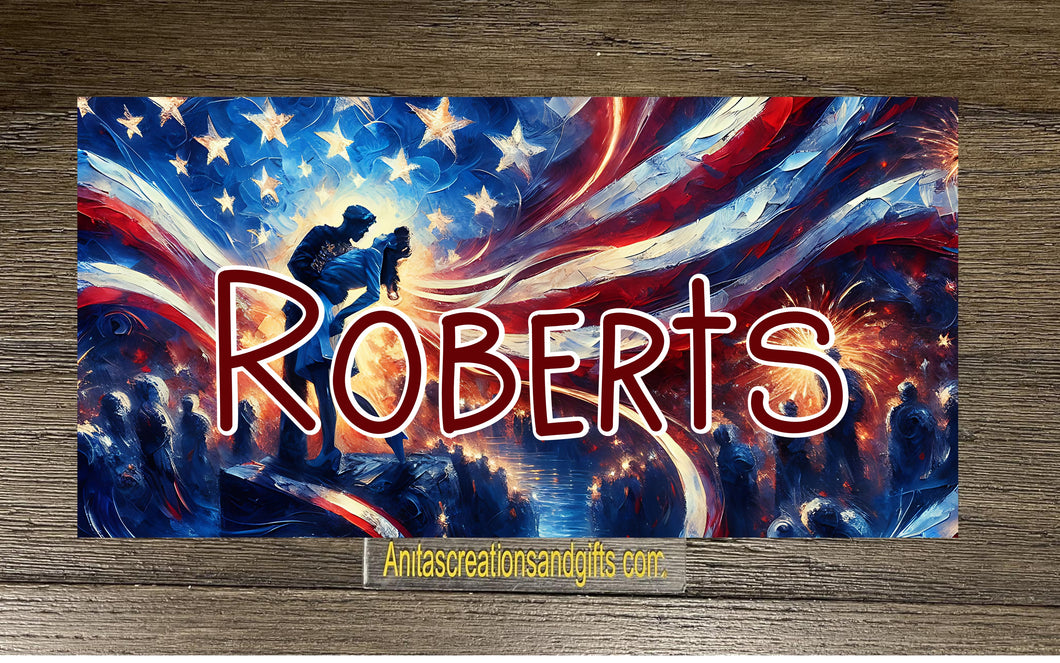 Patriotic personalized license plate