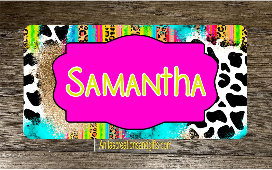 Multi colorful license plate