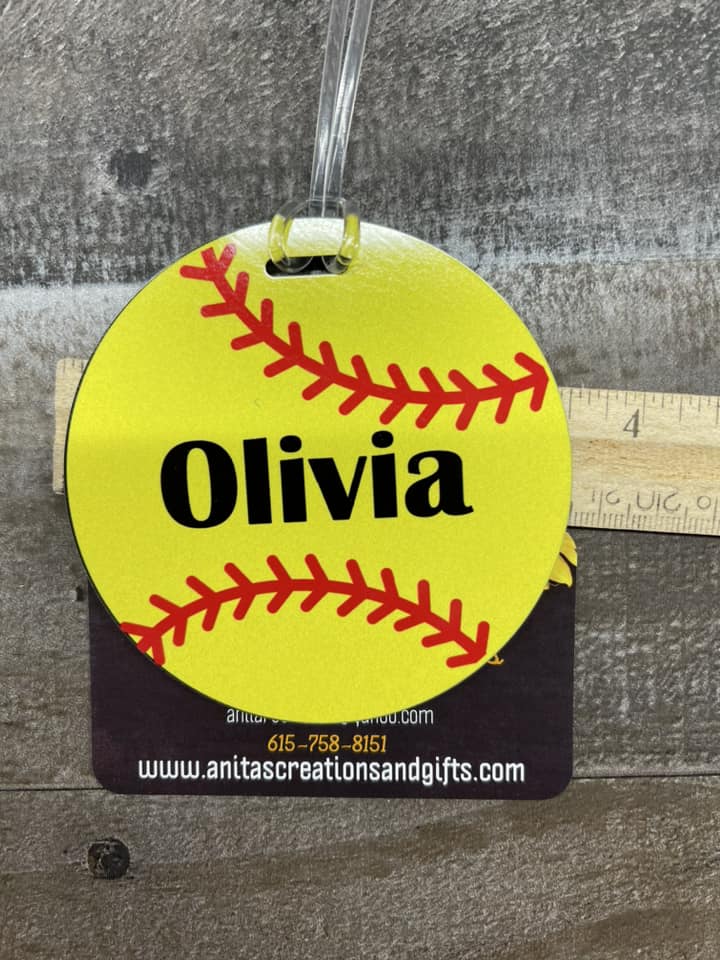 Softball bag tag