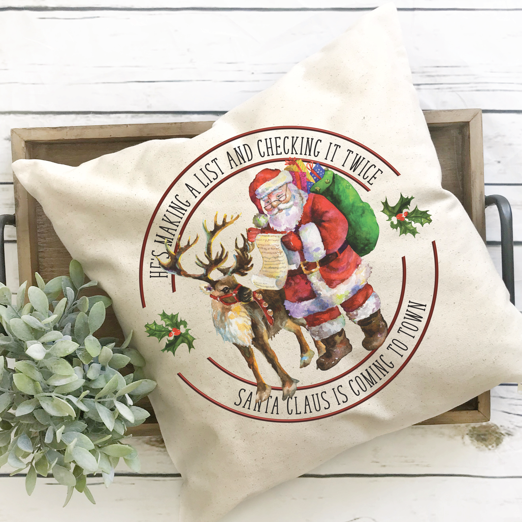 Santa Claus is coming to town pillow cover