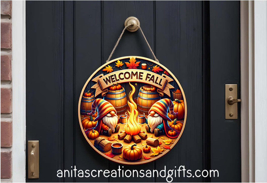 Gnome Bonfire Door Round