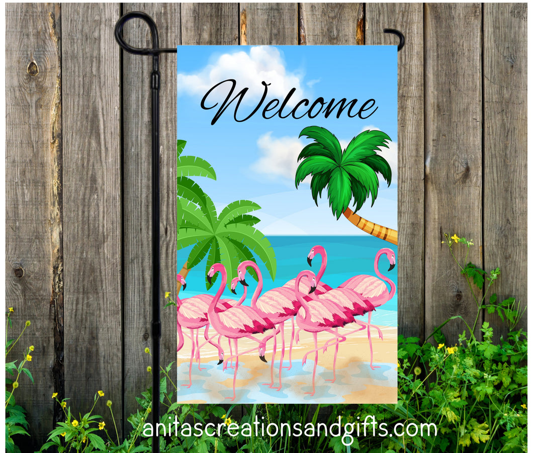 Flamingo Welcome Garden Flag
