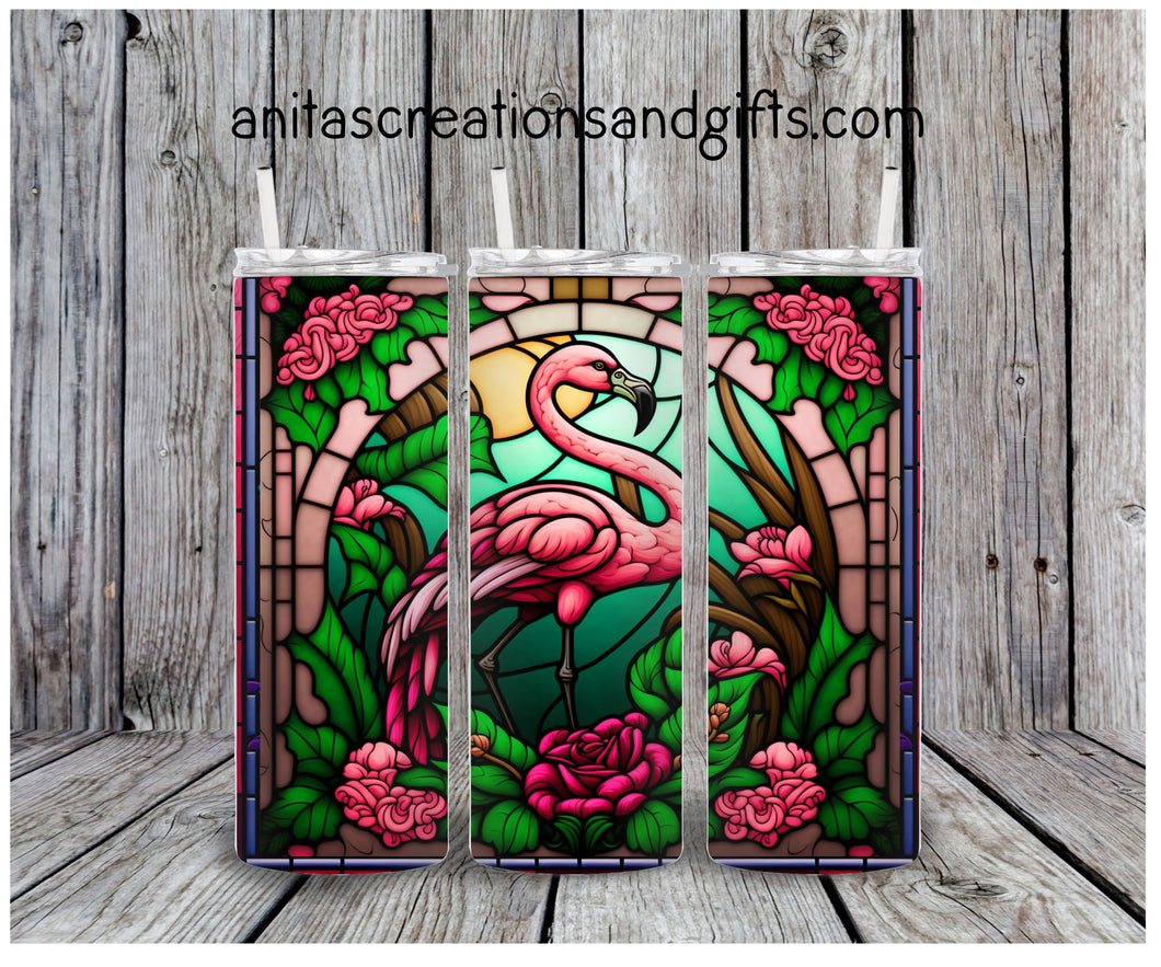 Flamingo in Stain Glass Tumbler