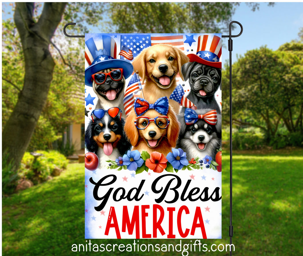 God Bless America Doggie Garden Flag