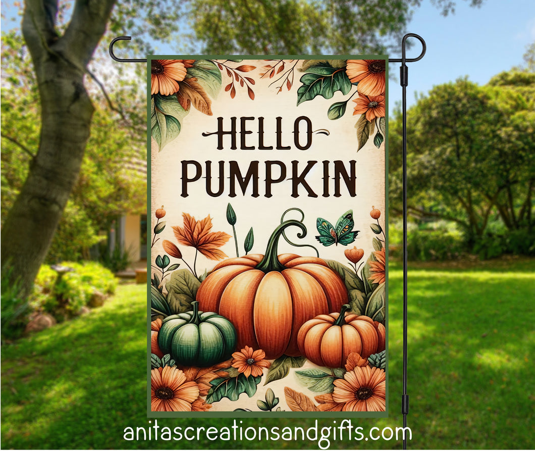 Hello Pumpkin Garden Flag