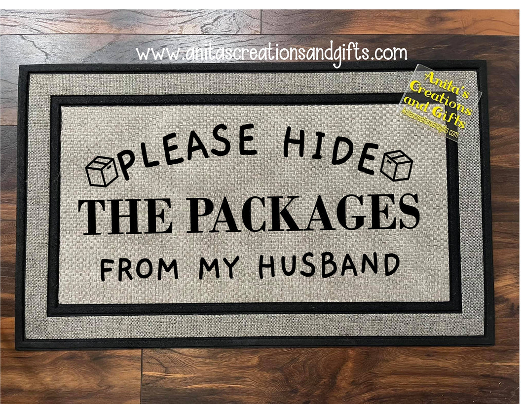 Hide the packages from my husband Door mat