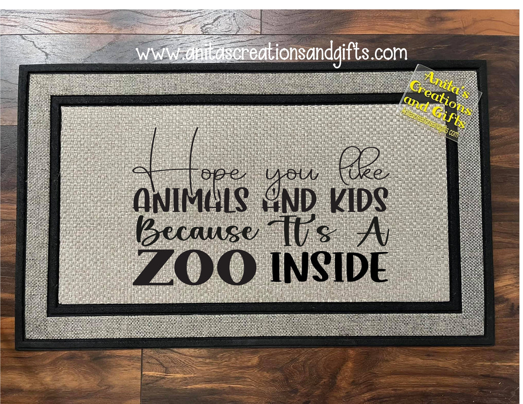 Hope you like animals and kids Door Mat