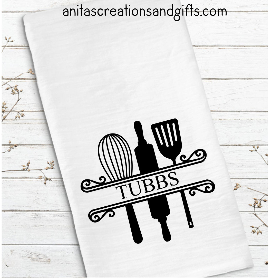 Kitchen Family name waffle towel