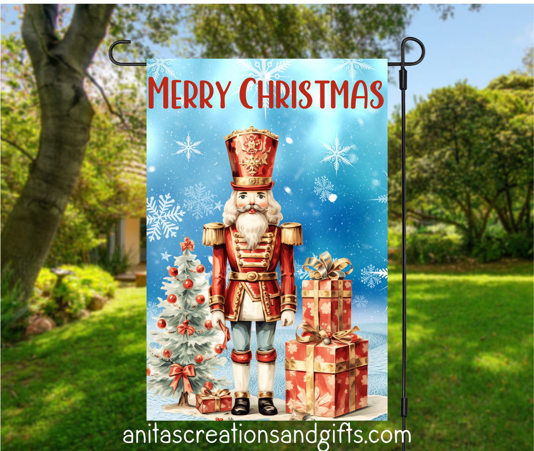 Merry Christmas Nutcracker Garden Flag