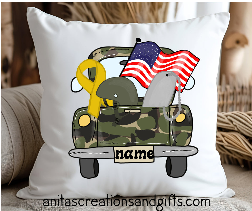 Military Truck Pillow Cover