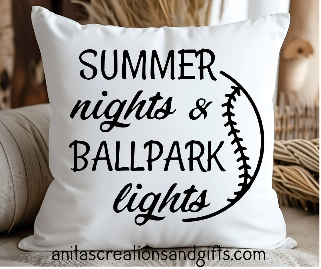 Summer Nights and Ballpark Lights Pillow Cover