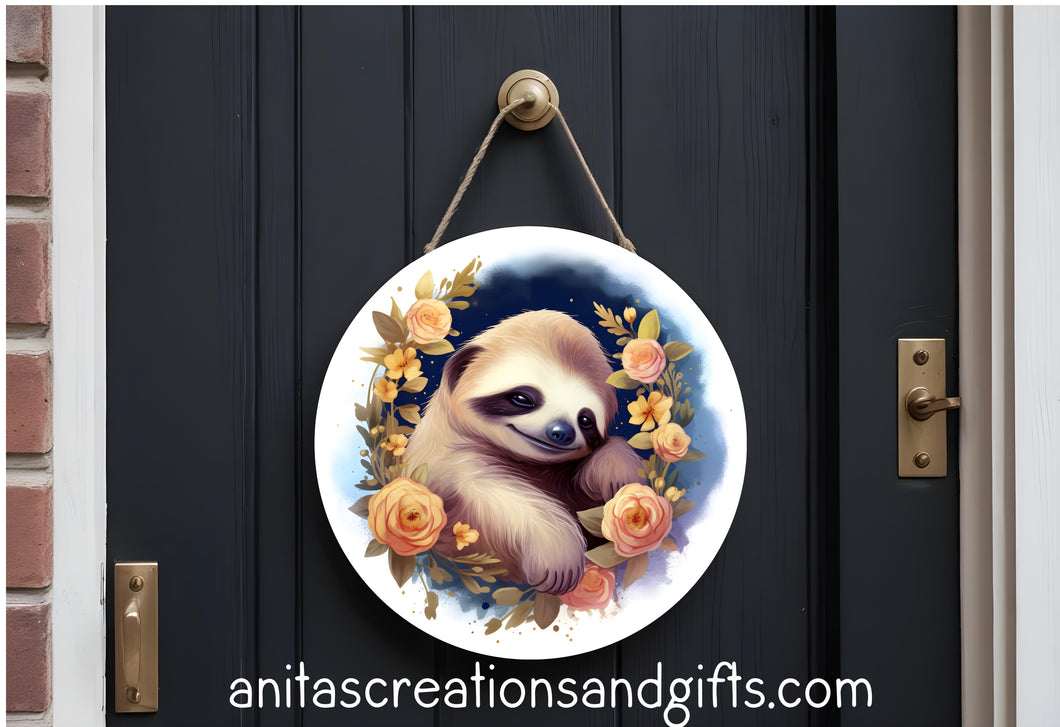 Adorable Sloth Door Round