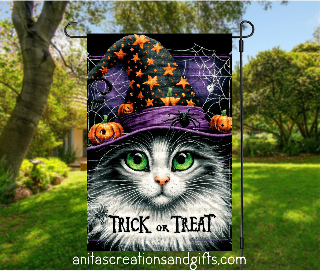 Kitty Trick or Treat Garden Flag