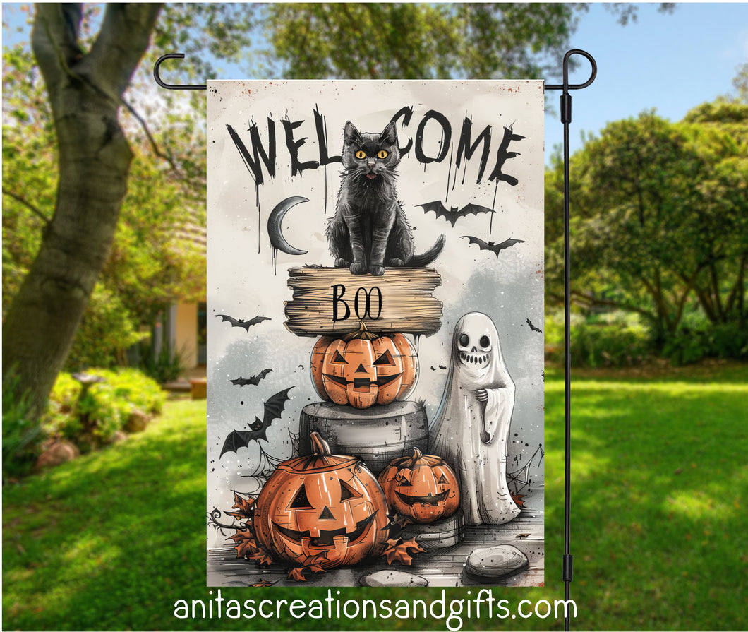 Welcome BOO Garden Flag