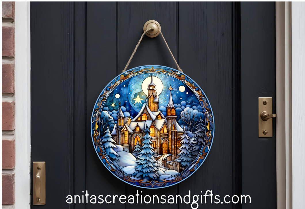 Stain Glass look Church door round