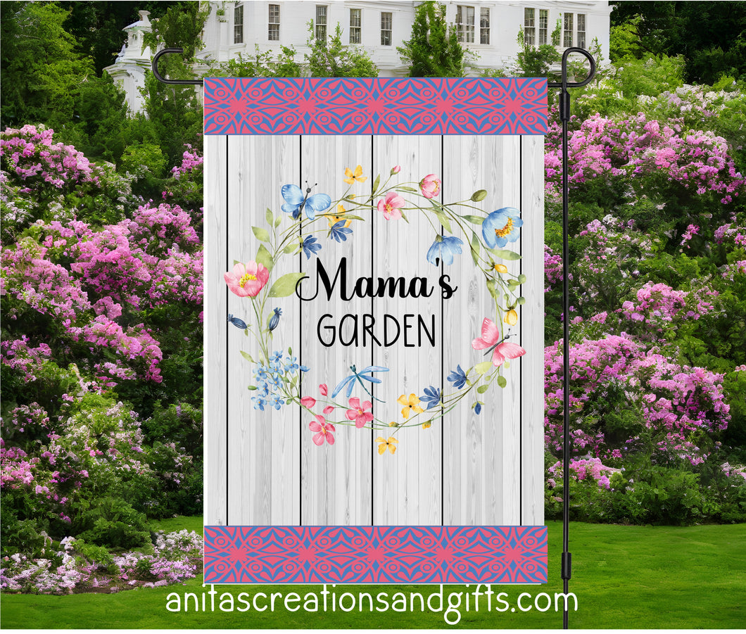 Colorful Wreath Personalized with your title Garden Flag