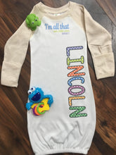 Load image into Gallery viewer, Baby Raglan Gown with fold over mittens
